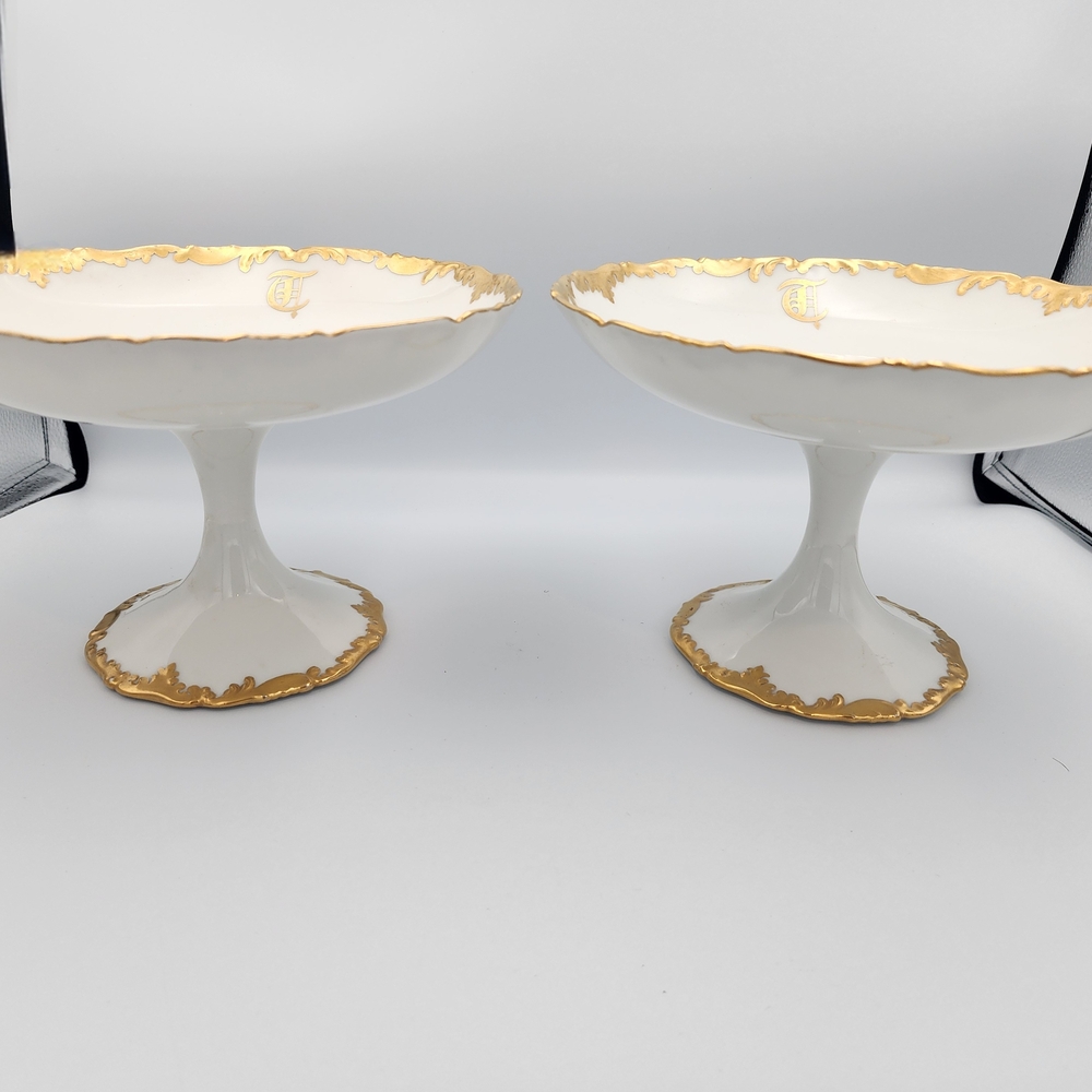 Pair Of Vintage T&V Limoges Pedestal Compote Dishes